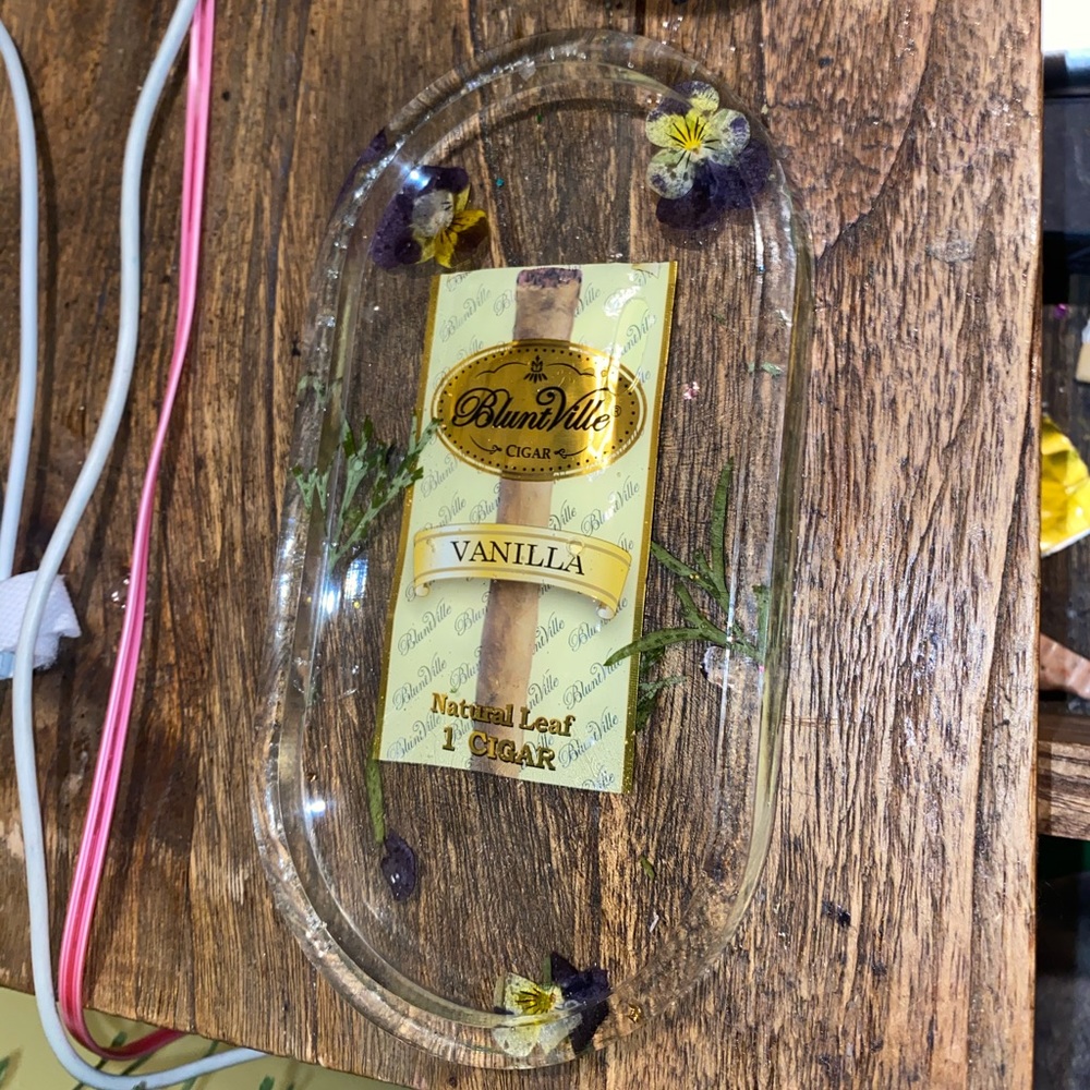Handmade epoxy tray rolling trinket tray bedside